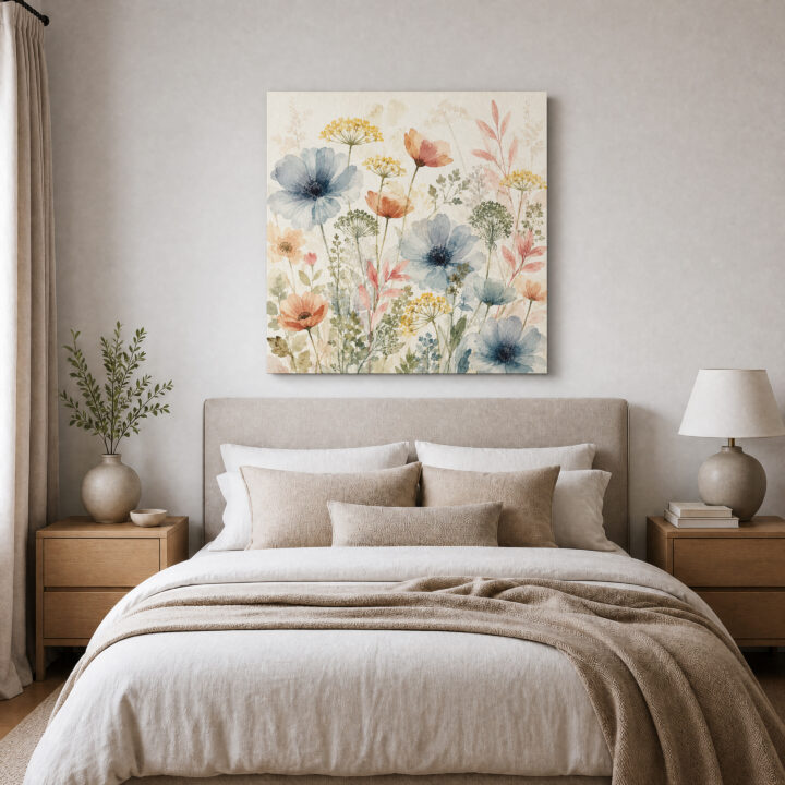 Leinwandbild Zarte Wildblumen in Pastell