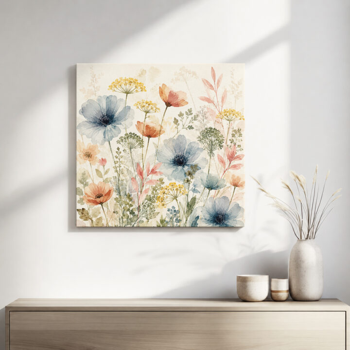 Leinwandbild Zarte Wildblumen in Pastell