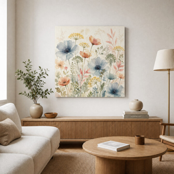 Leinwandbild Zarte Wildblumen in Pastell