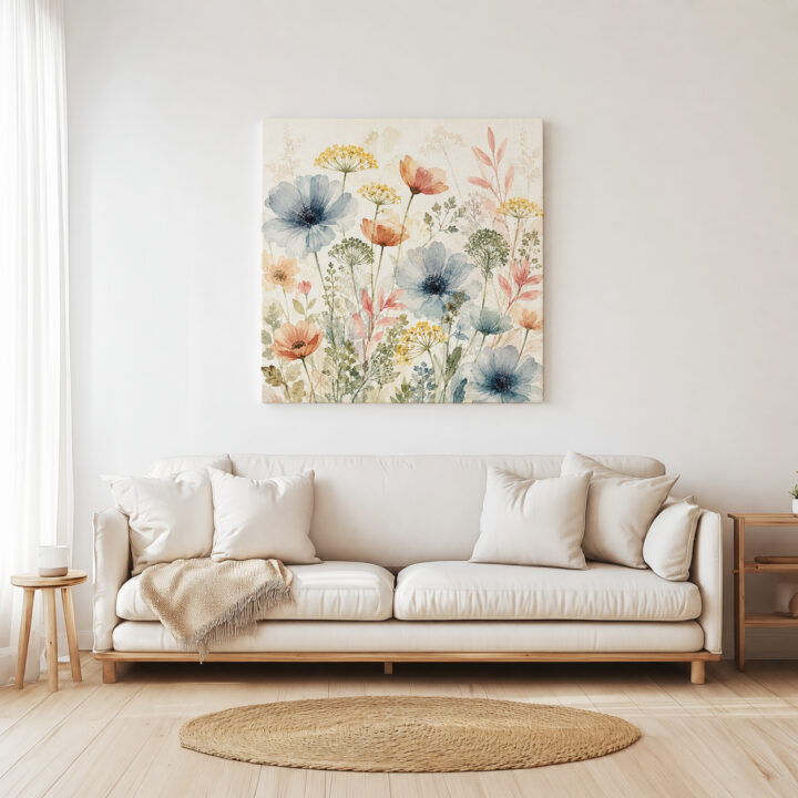 Leinwandbild Zarte Wildblumen in Pastell
