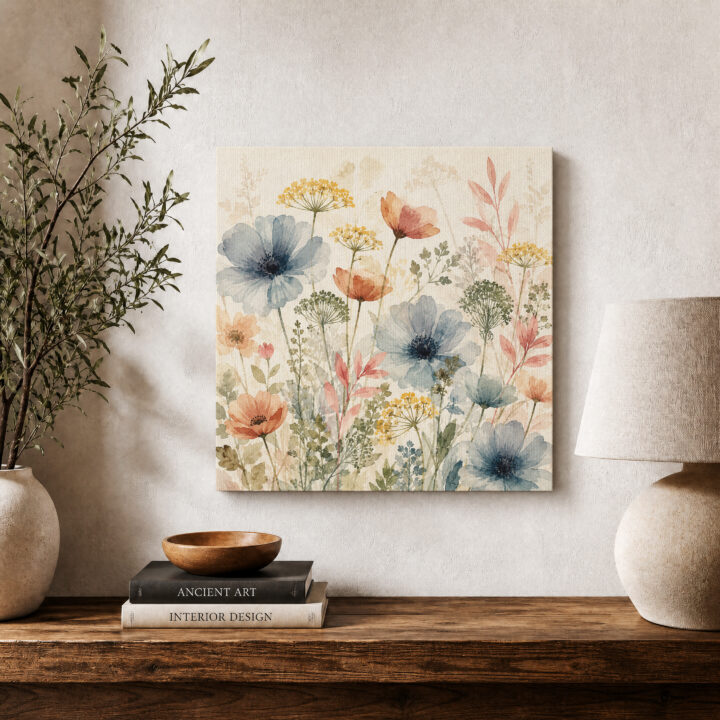 Leinwandbild Zarte Wildblumen in Pastell