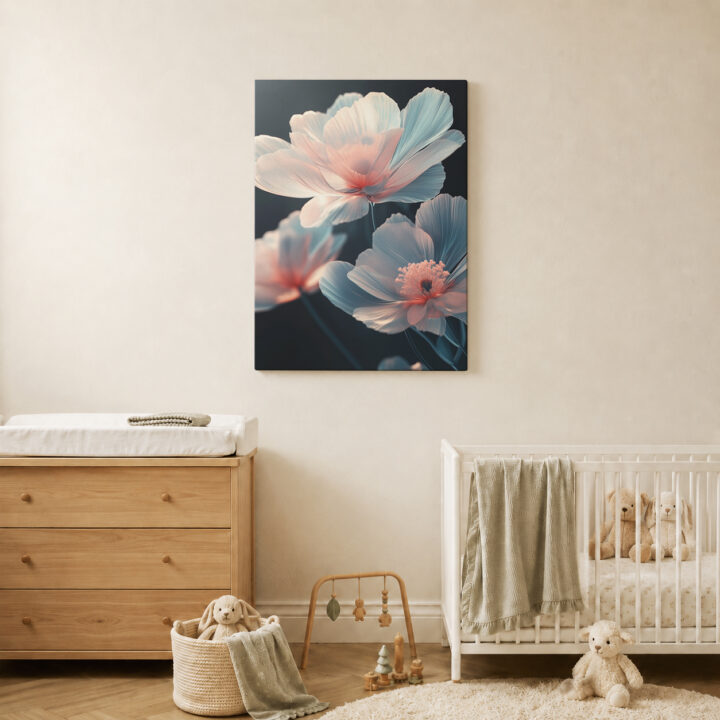 Leinwandbild Pastellblüten auf dunklem Grund