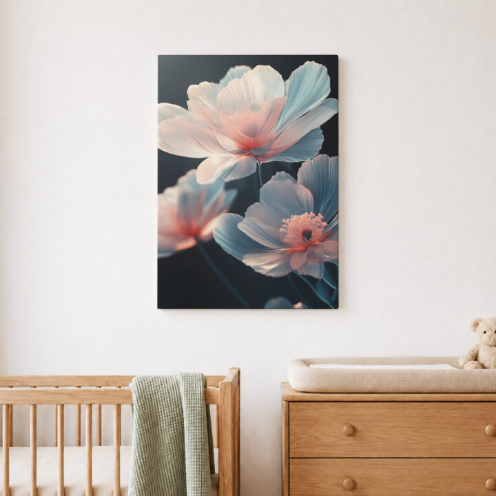 Leinwandbild Pastellblüten auf dunklem Grund