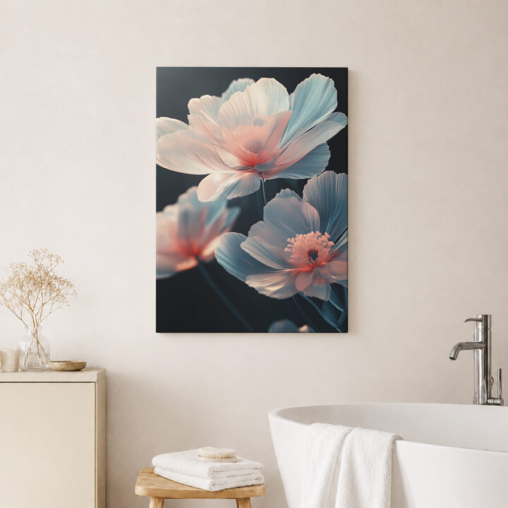 Leinwandbild Pastellblüten auf dunklem Grund