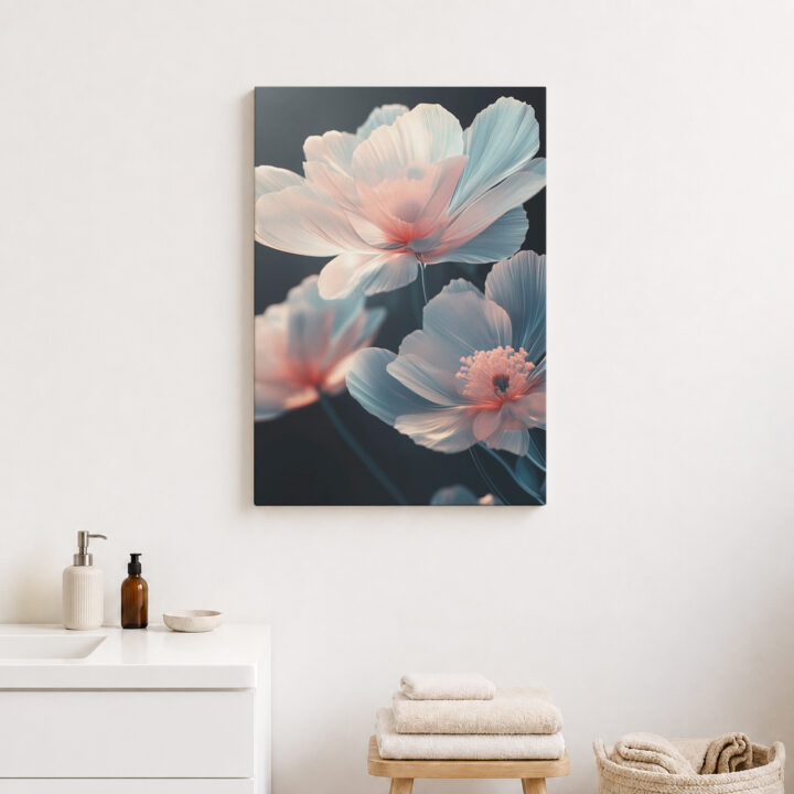 Leinwandbild Pastellblüten auf dunklem Grund