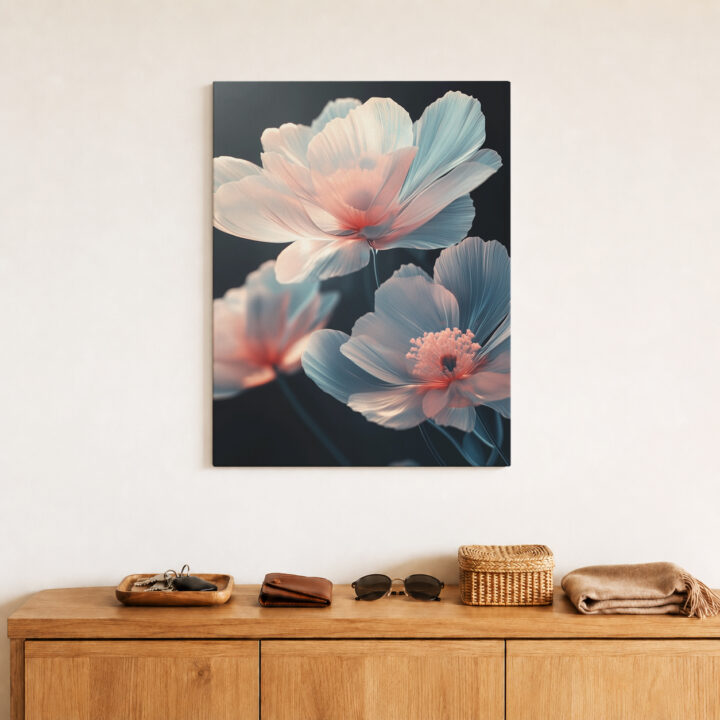 Leinwandbild Pastellblüten auf dunklem Grund