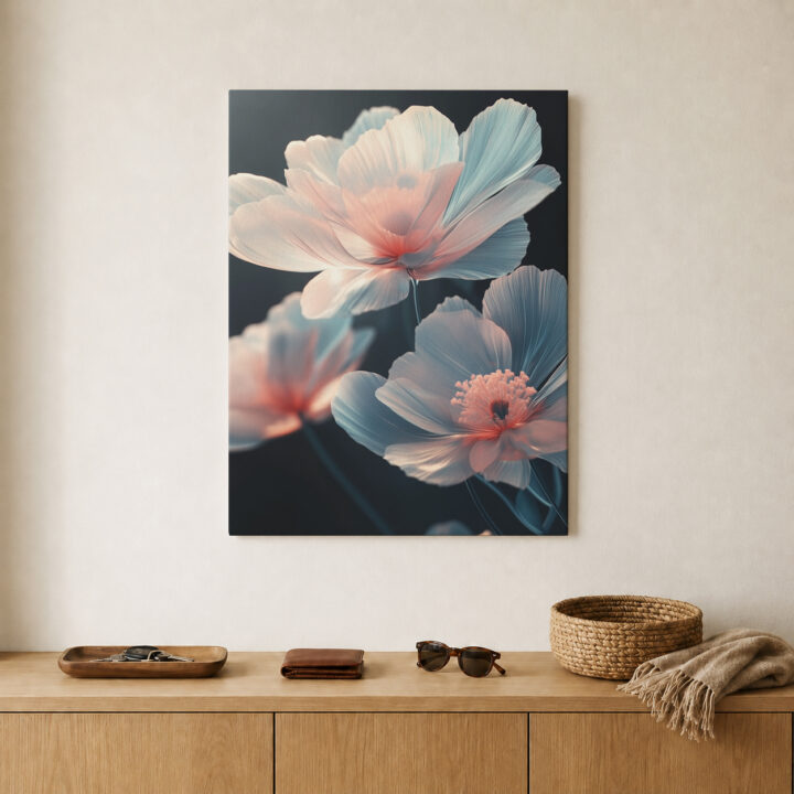 Leinwandbild Pastellblüten auf dunklem Grund