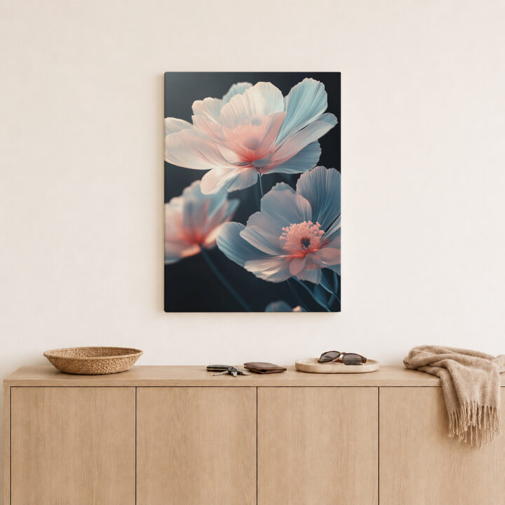 Leinwandbild Pastellblüten auf dunklem Grund