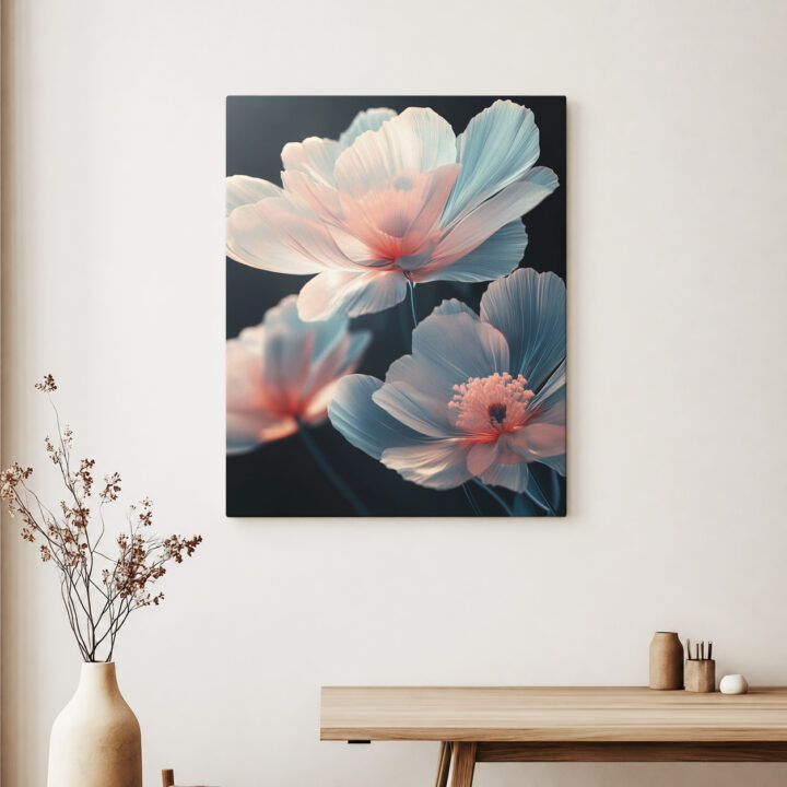 Canvas print Pastel Flowers on a Dark Ground