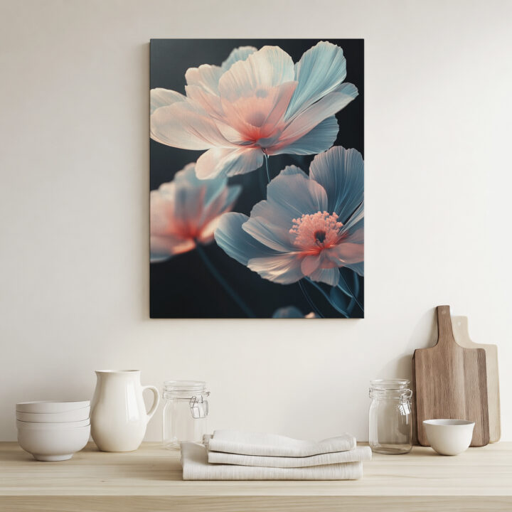 Canvas print Pastel Flowers on a Dark Ground