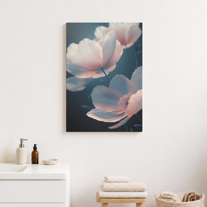 Leinwandbild Helle Blüten auf Nachtblau