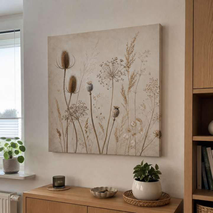 Kundenfoto: Leinwandbild Wildpflanzen auf warmem Beige