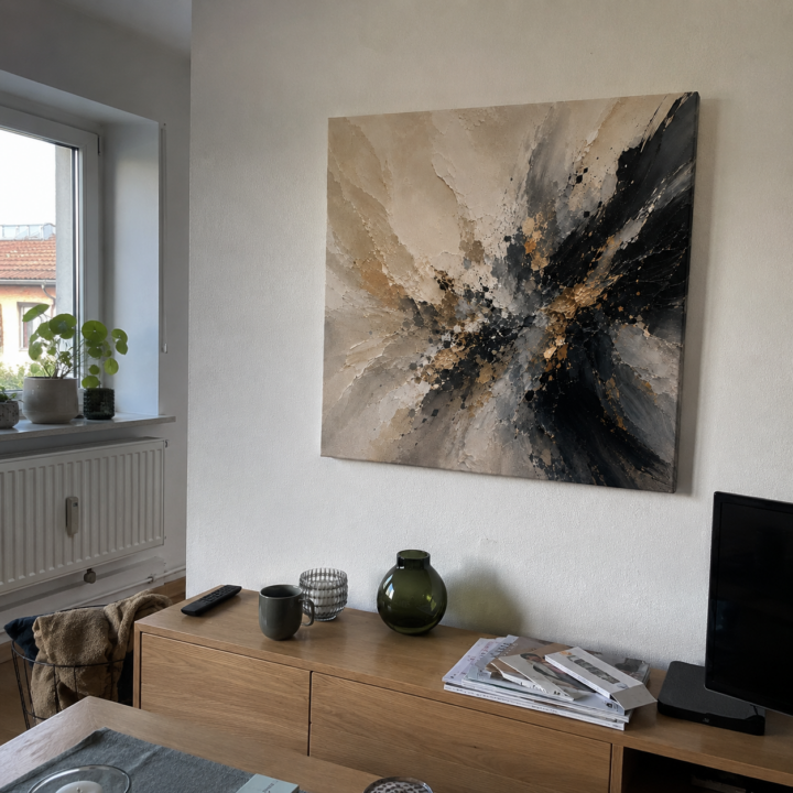 Kundenfoto: Leinwandbild Abstrakte Energie in Schwarzgold