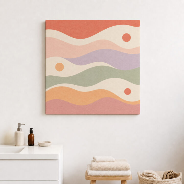Leinwandbild Pastellwellen und kleine Kreise