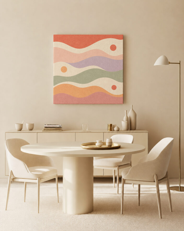 Leinwandbild Pastellwellen und kleine Kreise