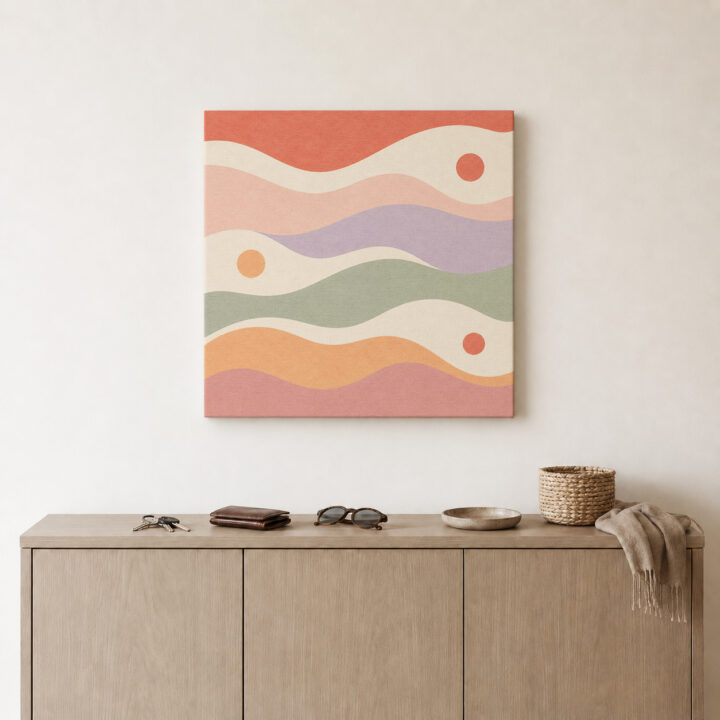 Leinwandbild Pastellwellen und kleine Kreise