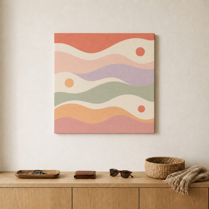 Leinwandbild Pastellwellen und kleine Kreise