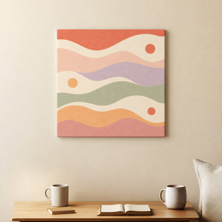 Leinwandbild Pastellwellen und kleine Kreise