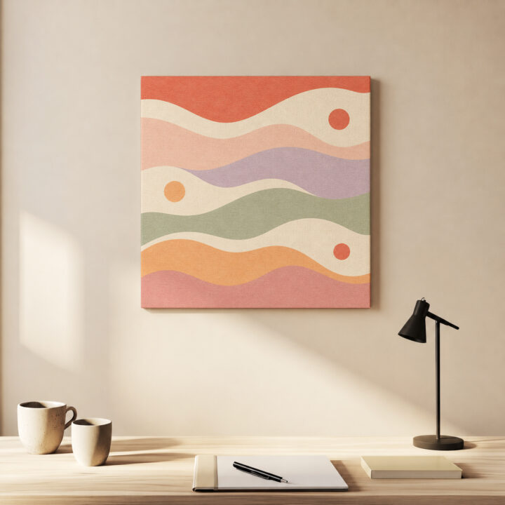 Canvas print Pastel Waves and Small Circles