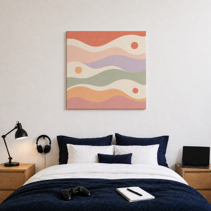 Leinwandbild Pastellwellen und kleine Kreise
