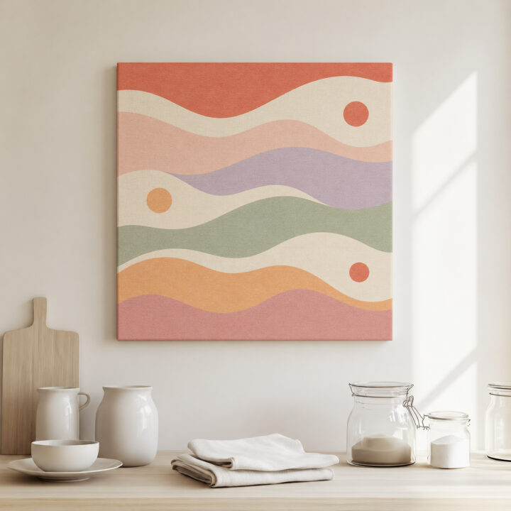 Leinwandbild Pastellwellen und kleine Kreise