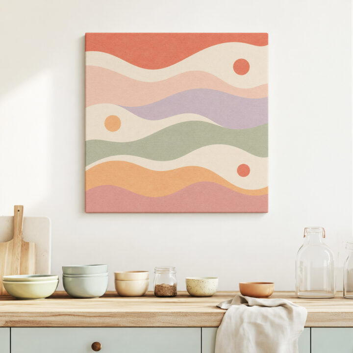 Leinwandbild Pastellwellen und kleine Kreise