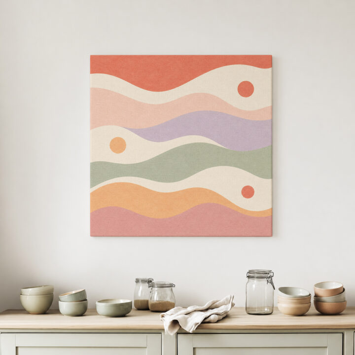 Leinwandbild Pastellwellen und kleine Kreise