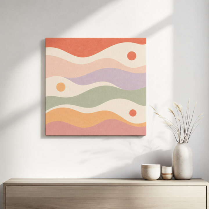 Leinwandbild Pastellwellen und kleine Kreise