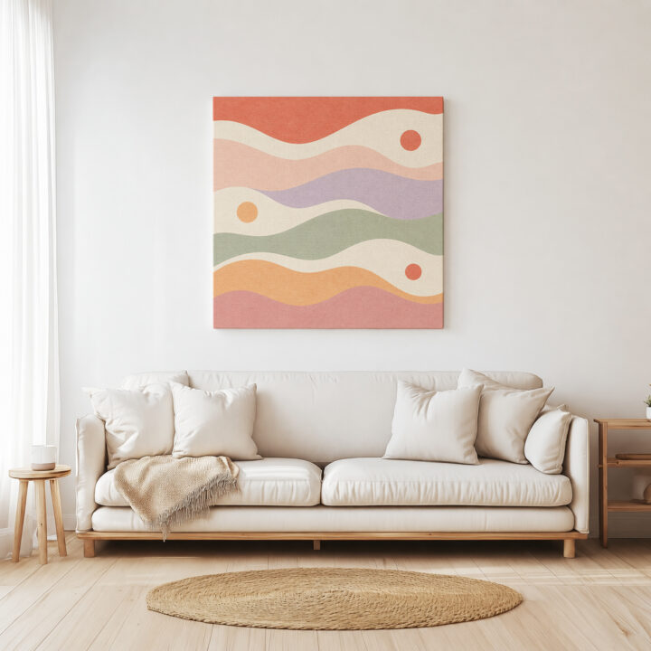 Leinwandbild Pastellwellen und kleine Kreise