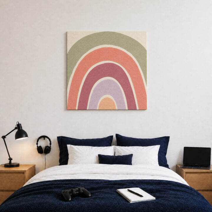 Leinwandbild Regenbogen in Erd- und Pastelltönen