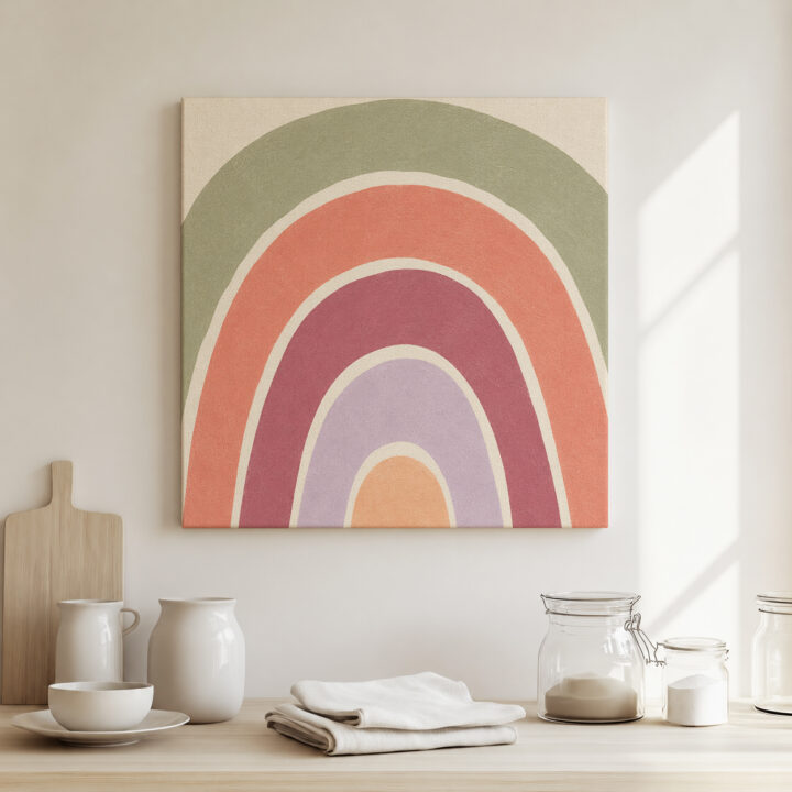 Leinwandbild Regenbogen in Erd- und Pastelltönen