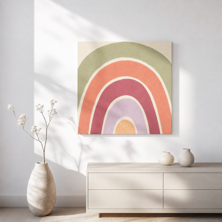 Leinwandbild Regenbogen in Erd- und Pastelltönen