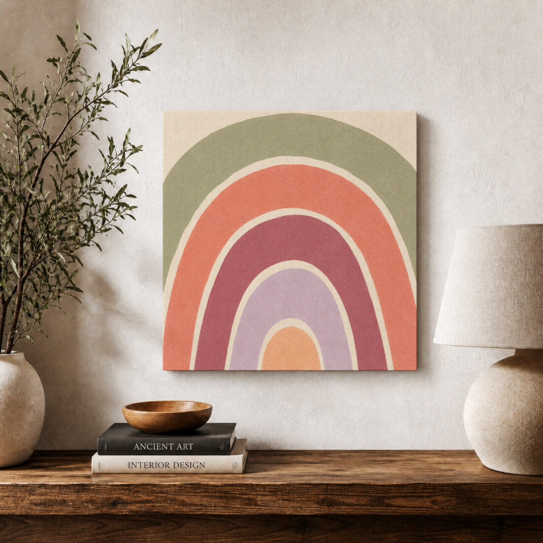 Leinwandbild Regenbogen in Erd- und Pastelltönen