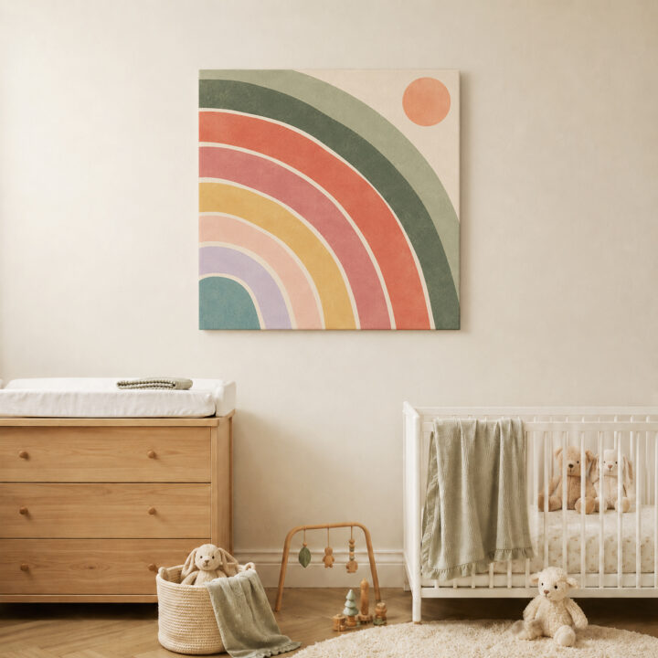 Leinwandbild Große Regenbogenbögen auf Creme