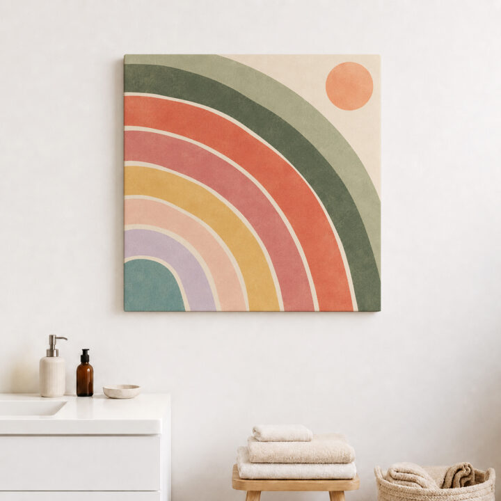 Leinwandbild Große Regenbogenbögen auf Creme