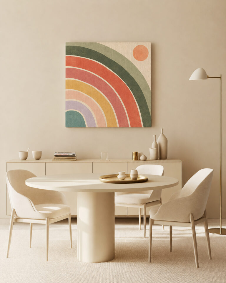 Leinwandbild Große Regenbogenbögen auf Creme