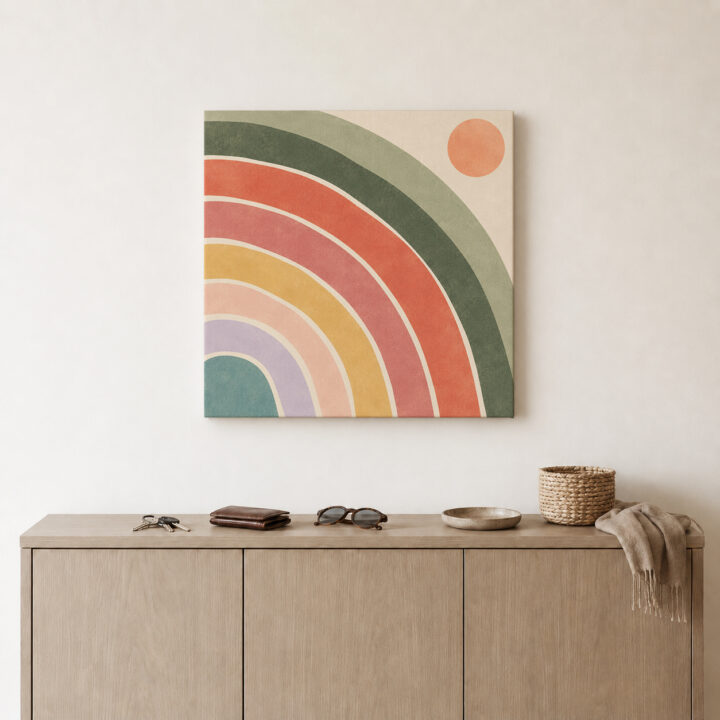 Leinwandbild Große Regenbogenbögen auf Creme