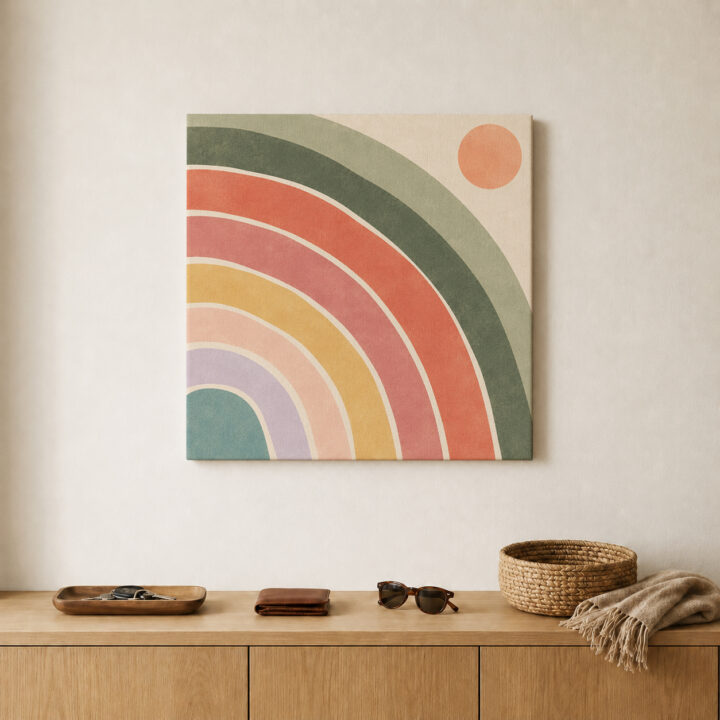 Leinwandbild Große Regenbogenbögen auf Creme