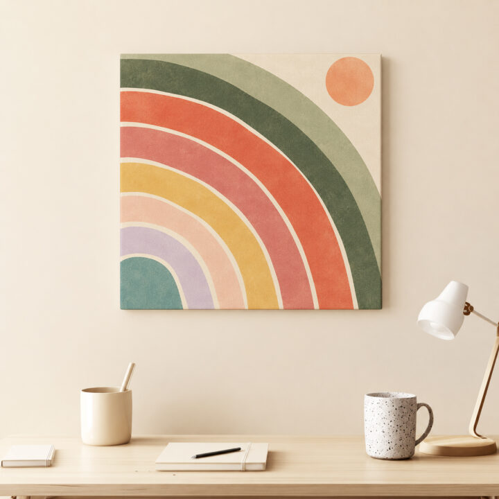 Leinwandbild Große Regenbogenbögen auf Creme