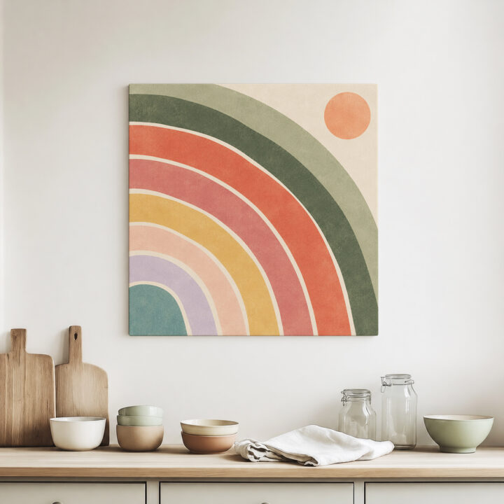 Canvas print Large Rainbow Arches on Cream