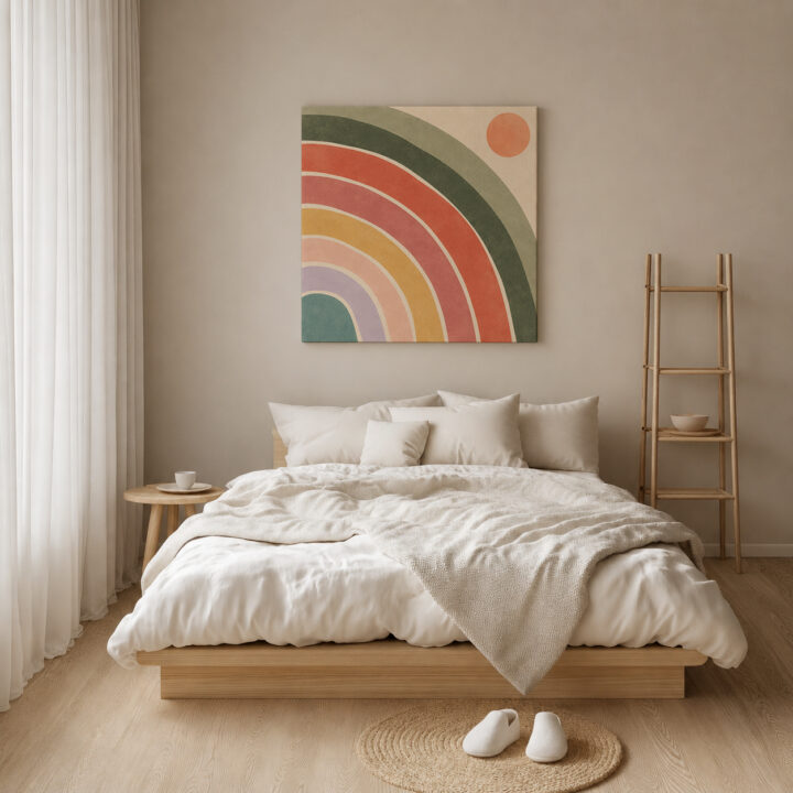 Leinwandbild Große Regenbogenbögen auf Creme