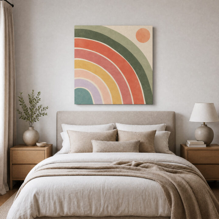 Leinwandbild Große Regenbogenbögen auf Creme
