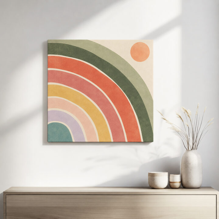 Leinwandbild Große Regenbogenbögen auf Creme