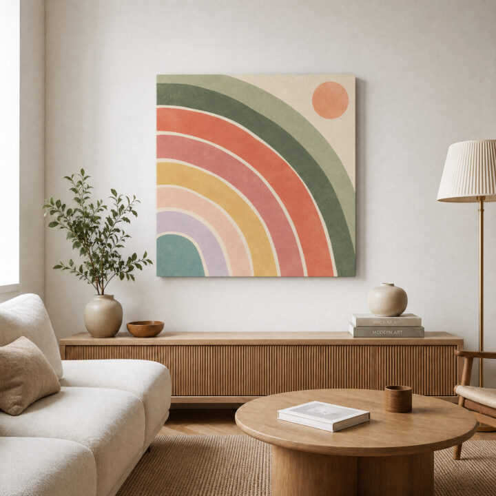 Canvas print Large Rainbow Arches on Cream