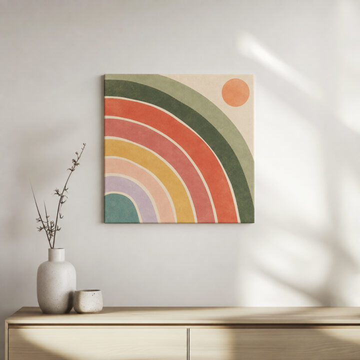 Canvas print Large Rainbow Arches on Cream
