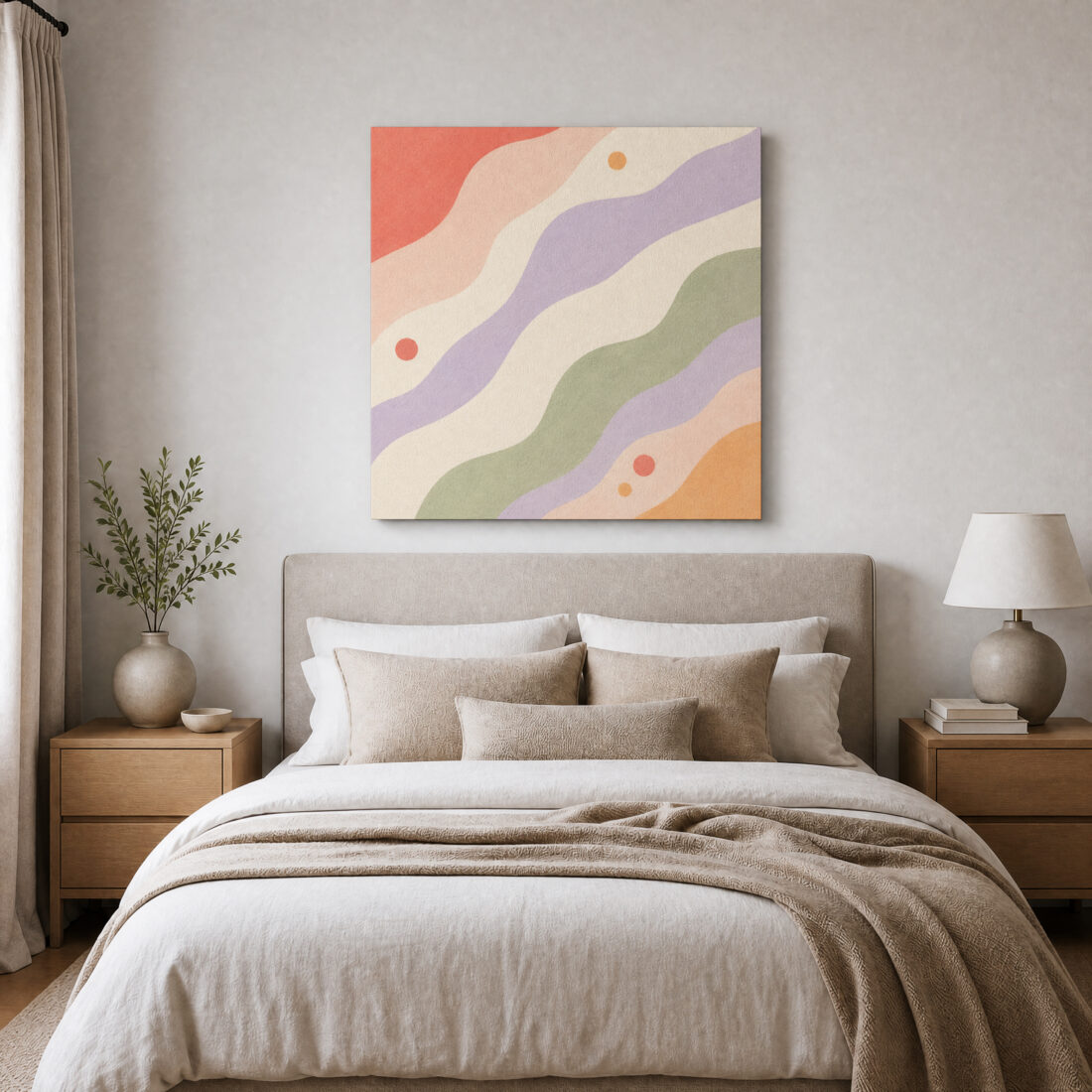 Leinwandbild Diagonale Wellen in Pastell