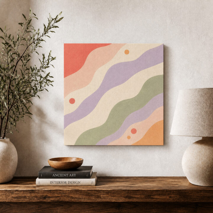 Leinwandbild Diagonale Wellen in Pastell