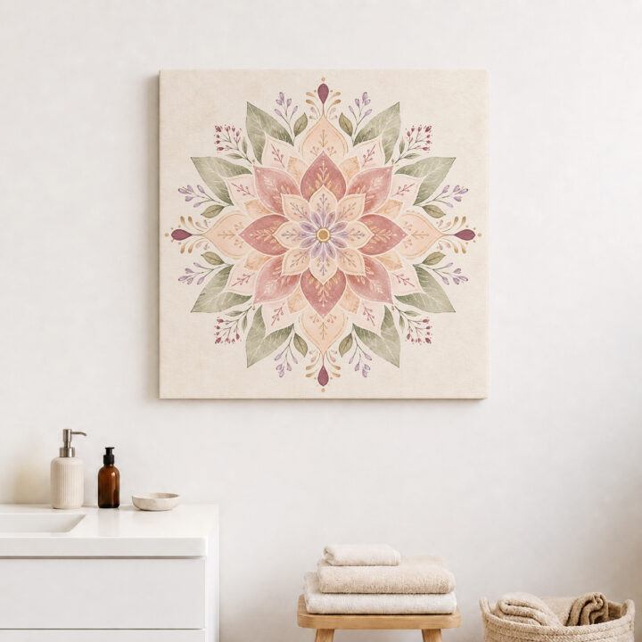 Leinwandbild Symmetrisches Pastell-Blumenmandala