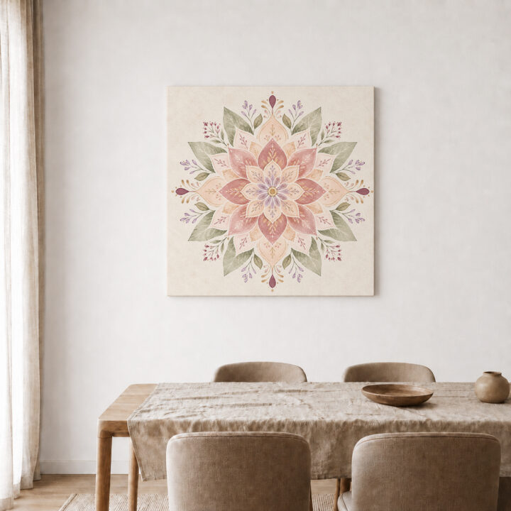 Leinwandbild Symmetrisches Pastell-Blumenmandala