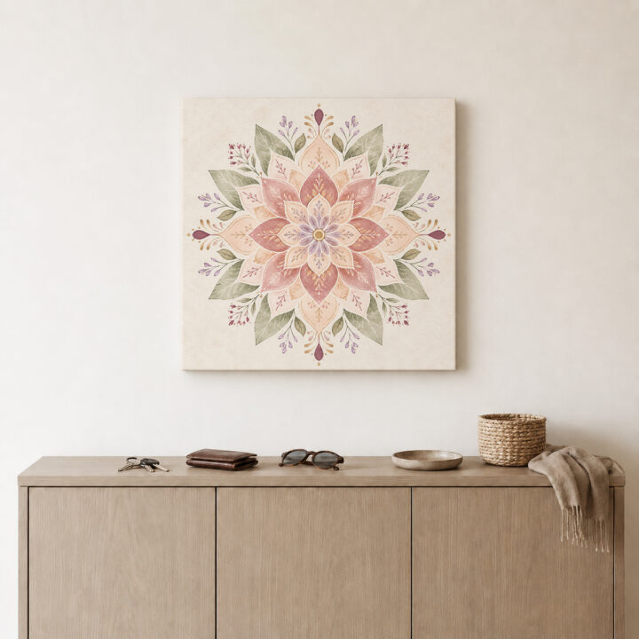 Leinwandbild Symmetrisches Pastell-Blumenmandala